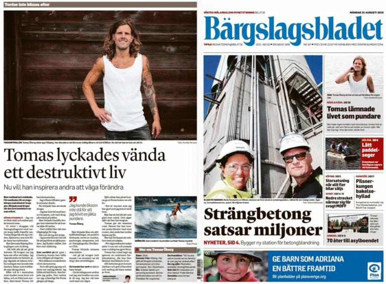 tidningsutklipp bärgslagsbladet "vände ett destrutkitvt liv"