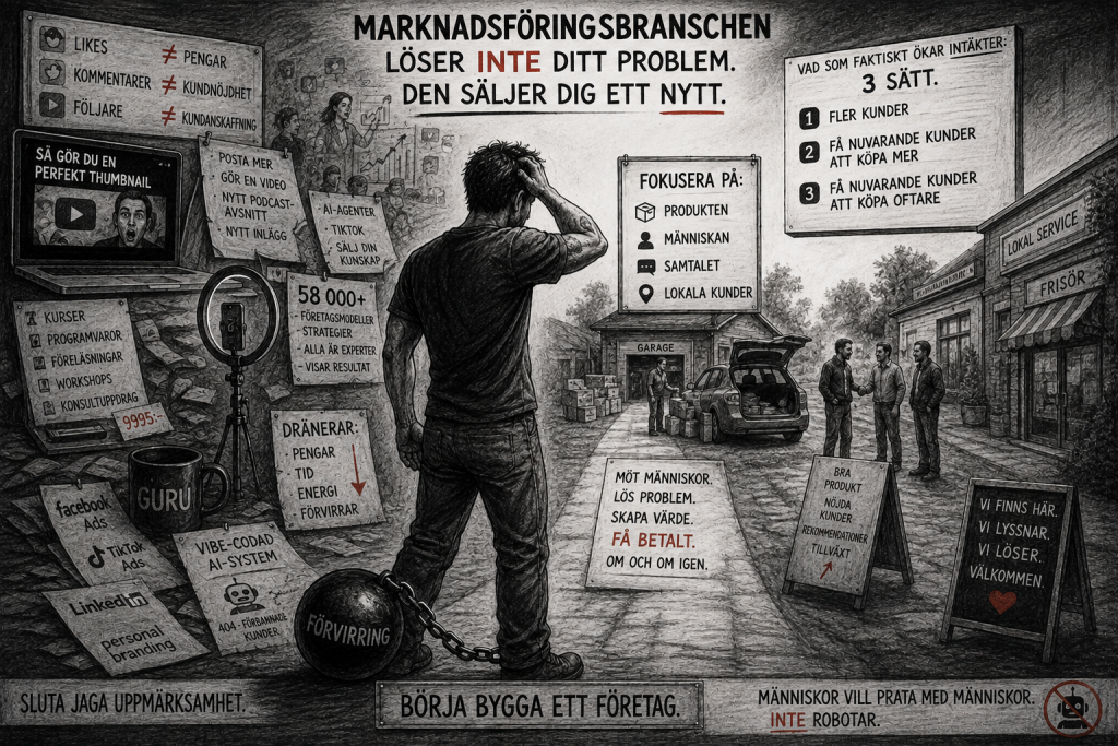 Marknadsföringsbranschen löser inte ditt problem. Den säljer dig ett nytt.
