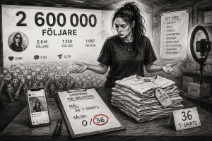 2,6 miljoner följare, men kunde inte sälja 36 t-shirts.